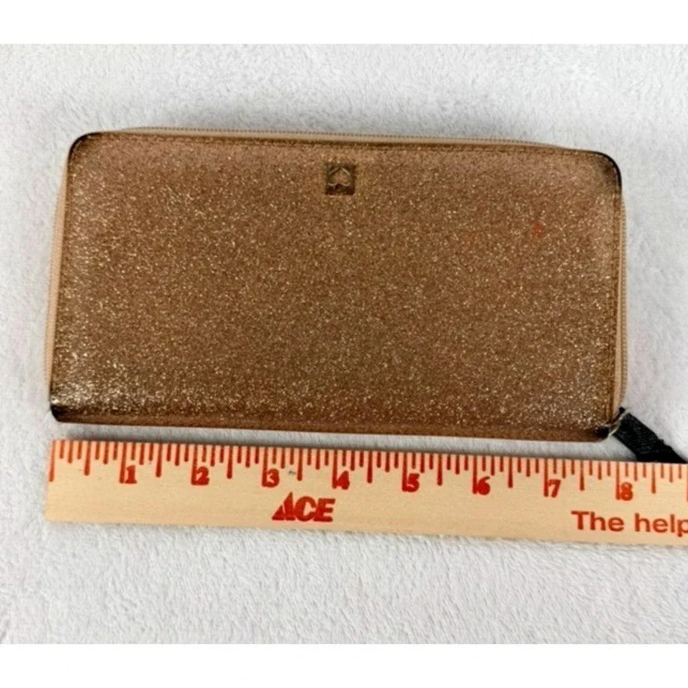 Kate Spade New York Rose Gold Glitter Zip Around Wallet Continental Clutch
